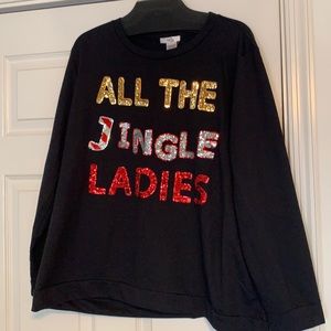 Black holiday sweatshirt. All the jingle ladies